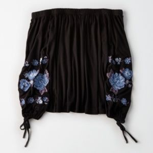 American Eagle embroidered off the shoulder floral top